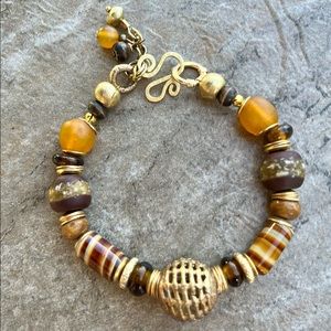 Tribal Bracelet Ghanaian Ethnic Glass African Trade Brass Lampwork Glass